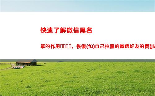 快速了解微信黑名單的作用，恢復(fù)自己拉黑的微信好友的簡(jiǎn)單方法